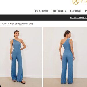 NWT ViX One Shoulder Avery Blue Jumpsuit - Size Small